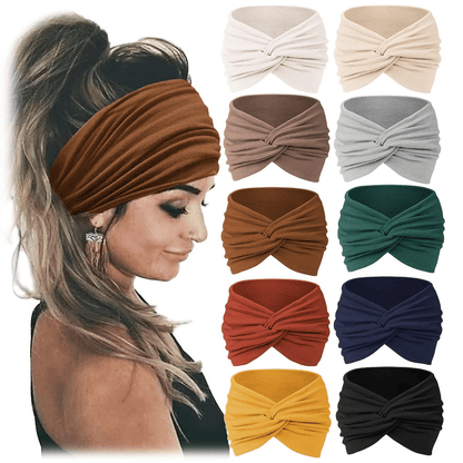 🔥🔥10 Pack Wide Knotted Turban Headbands for Women