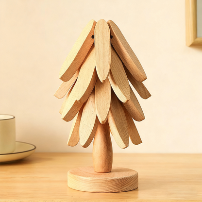 🎅Naturbaum-Untersetzer-Set – 4 Bambus-Untersetzer