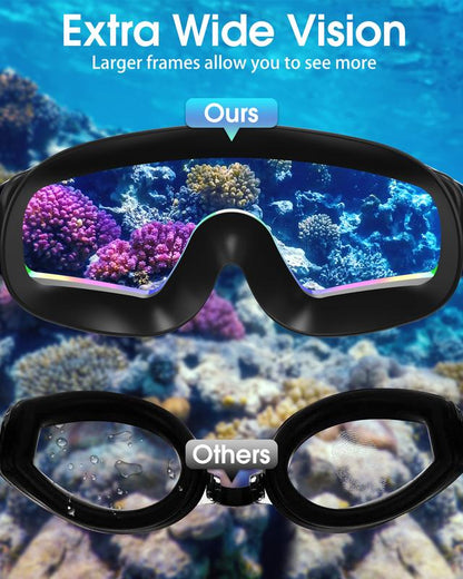 Panoramic Anti-Fog Swim Goggles Set 🏊‍♂️ Crystal-Clear Vision, No Leaks, No Fog!