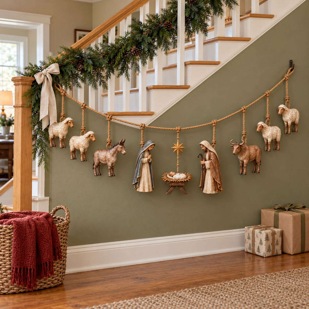 ✝️🎄Handcrafted Wooden Nativity Garland