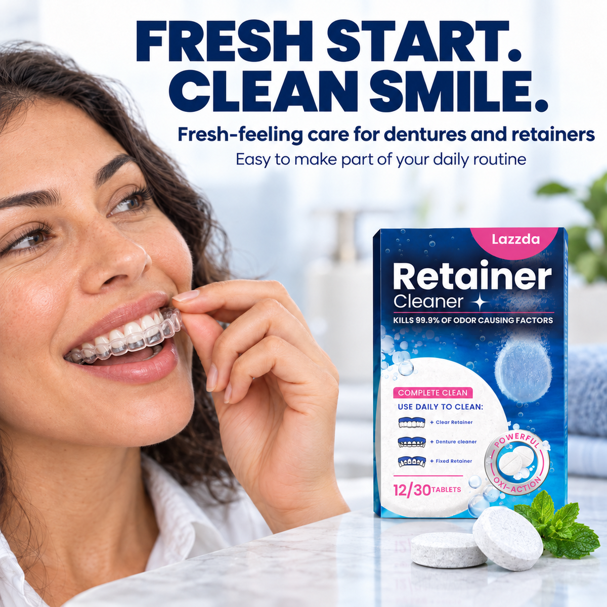 Denture, Aligner & Retainer Cleaning Tablets — Individually Wrapped(30 Pcs)