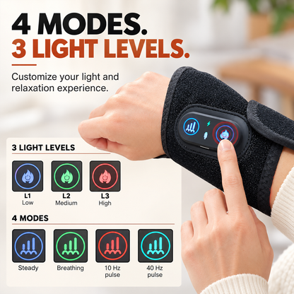 Lazzda Red Light Therapy Wrist Wrap for Carpal Tunnel – 3 Heat Levels