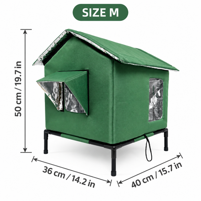 🐱All-Weather Elevated Outdoor Cat House – Waterproof, Thermal Lining, Foldable