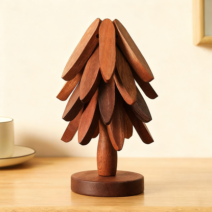 🎅Naturbaum-Untersetzer-Set – 4 Bambus-Untersetzer
