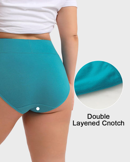 Women's Plus Size Cotton High Waisted Briefs 4-Pack