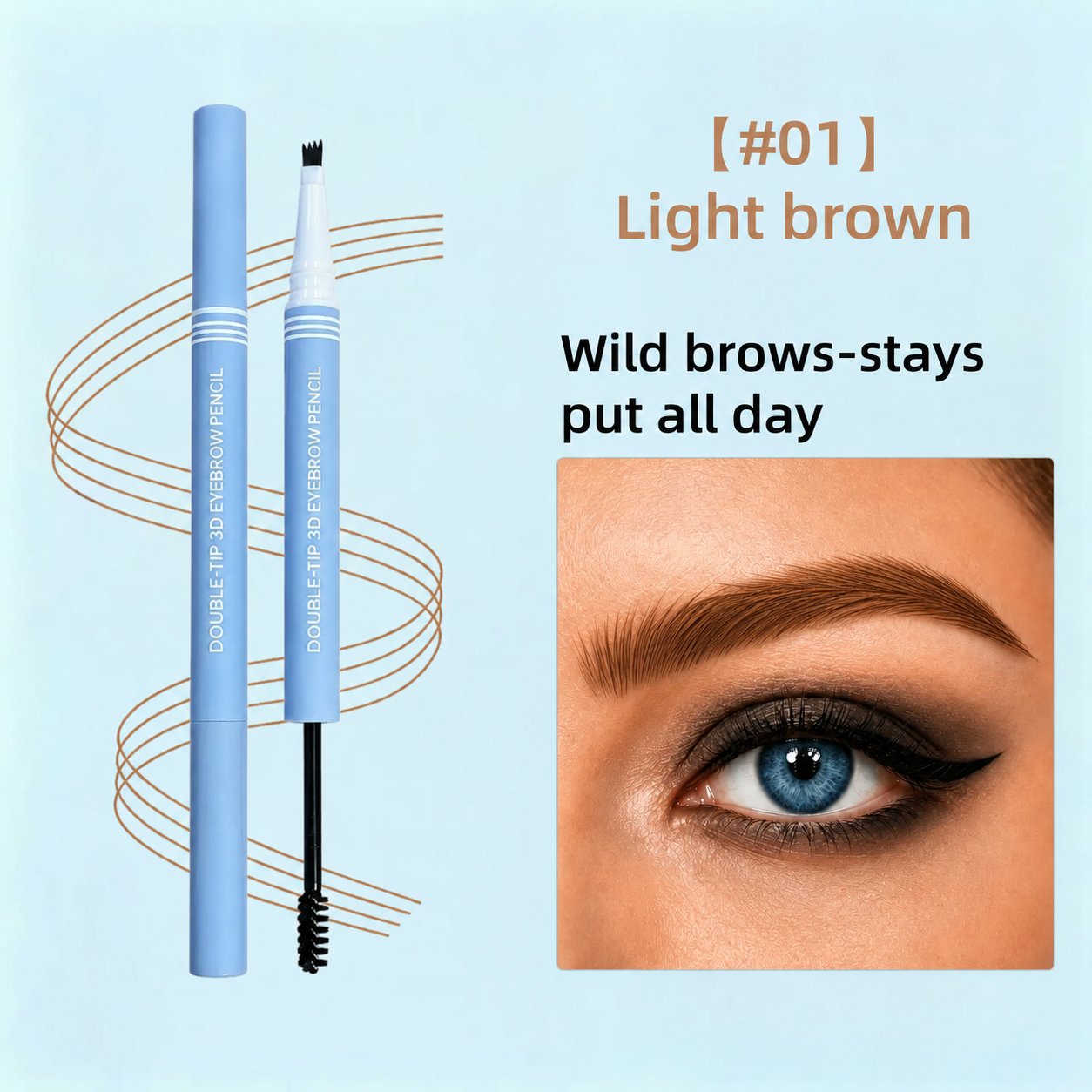 Lazzda Waterproof 2-in-1 Micro-Fork Eyebrow Pen & Tinted Gel