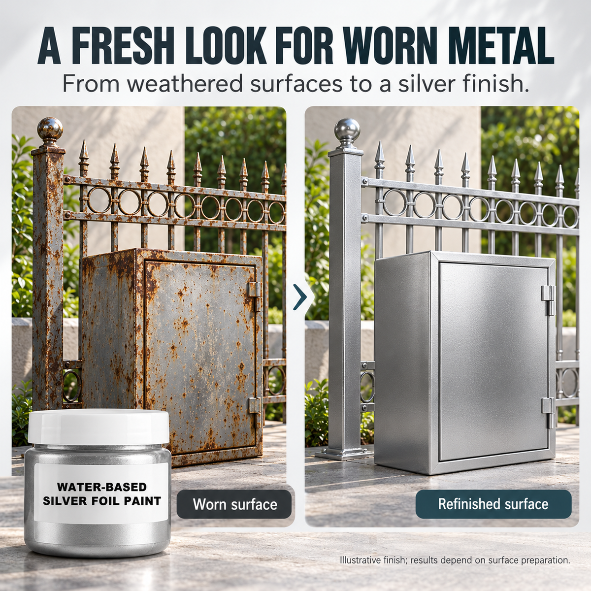 Water Based Metallic Silver Outdoor Anti Rust for Metal Renovation 100g