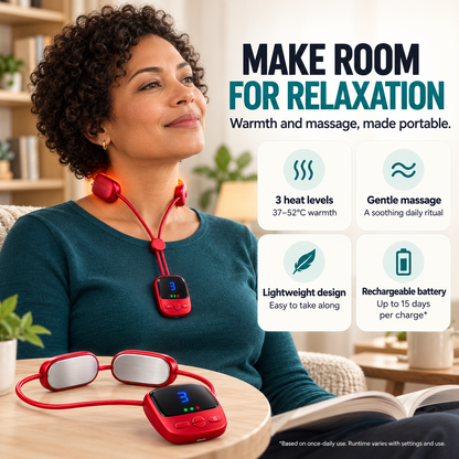 🔥Mini Necklace-Style Neck Massager - 4 Modes, 9 Intensity Levels, 3 Heat Settings, Smart Dual-Pulse Pendant Design