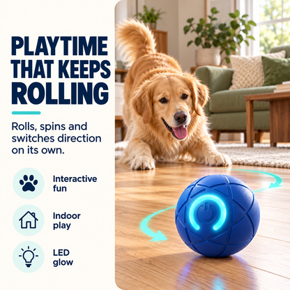 Self-Moving Interactive Dog Ball – USB Rechargeable Pet Toy