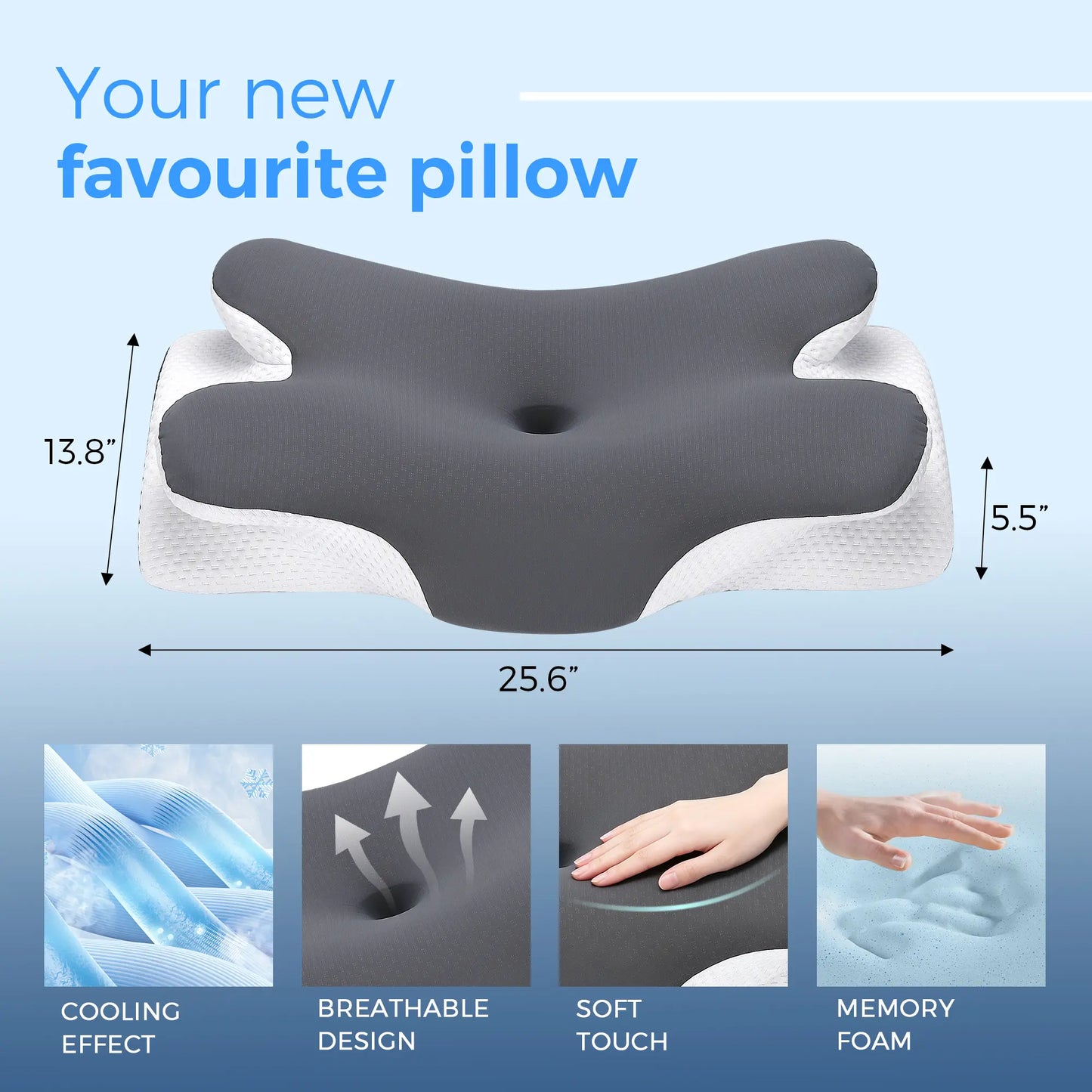 Lazzda Adjustable Ergonomic Memory Foam Pillow
