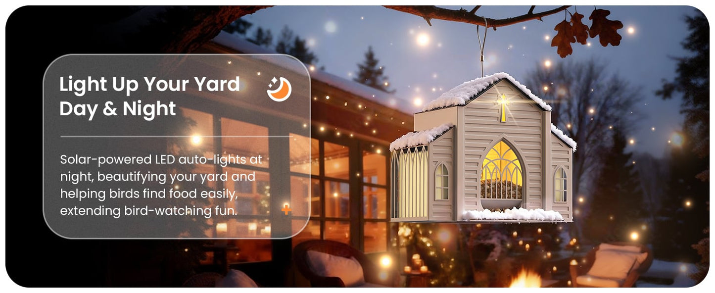 Church-Shaped Solar Bird Feeder