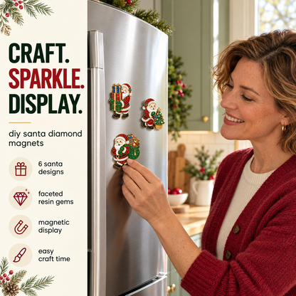 6pcs DIY Santa Claus Diamond Painting Fridge Magnet