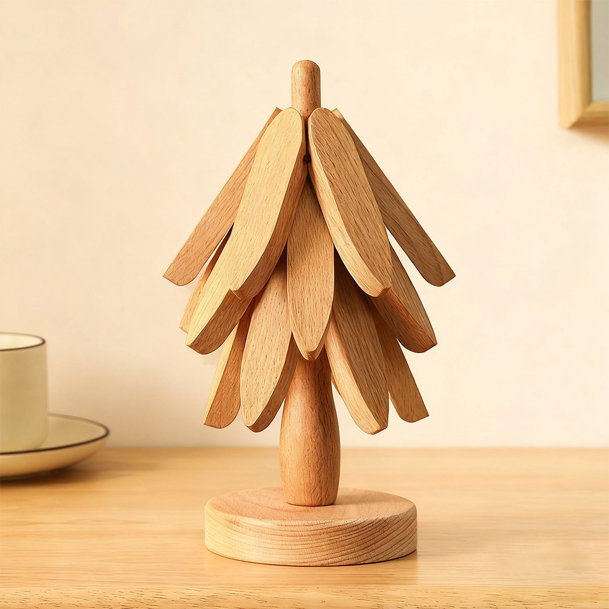 🎅Naturbaum-Untersetzer-Set – 4 Bambus-Untersetzer