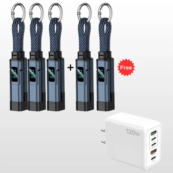 🔥4-in-1 Digital Display Keychain Charging Cable