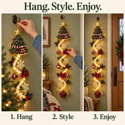 🎄 Glowing Christmas Door Hanger | 6 Festive Lighted Designs with Warm Glow, Dimensional Details & Space-Saving Vertical Décor ✨