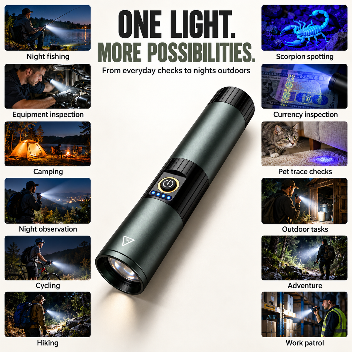 Tactical Flashlight 1800 Lumens Rechargeable