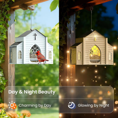 Church-Shaped Solar Bird Feeder