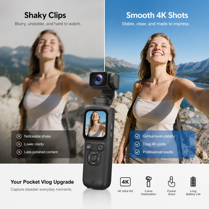 4K Vlog Camera Pocket Stabilized Video Camera