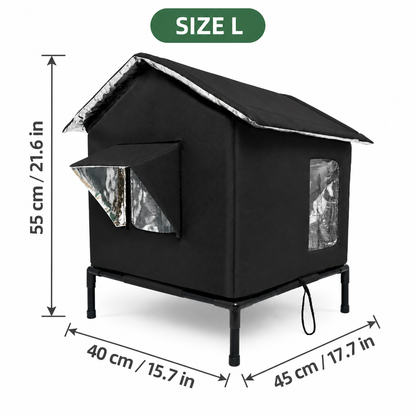 🐱All-Weather Elevated Outdoor Cat House – Waterproof, Thermal Lining, Foldable