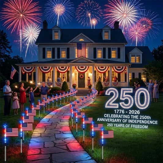 🔥MADE IN USA-8-Piece Flag Light Set🔥 – 4th of July Decorations with 8 Lighting Modes