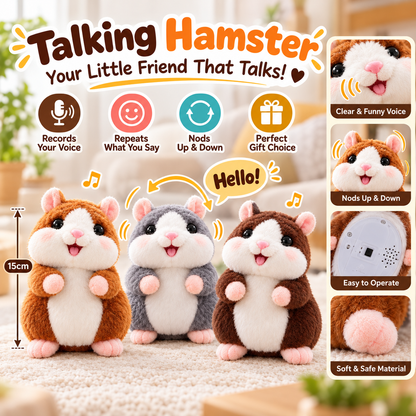 ✨Talking Hamster Plush – repeats whatever you say, auto head-shaking, hilarious fun for kids & adults.🎁