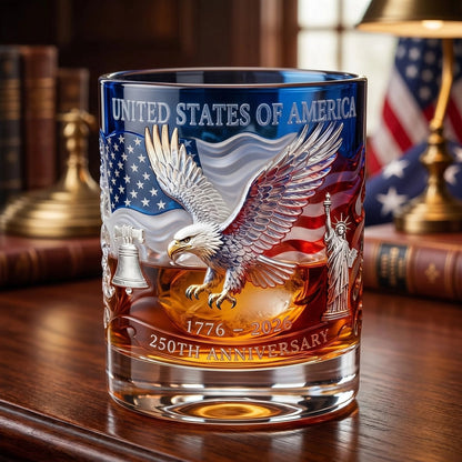 🏆Flash Sale⚡ 66K+ SOLD! 🎁US 250th Anniversary Patriotic Whiskey Glass 1776-2026