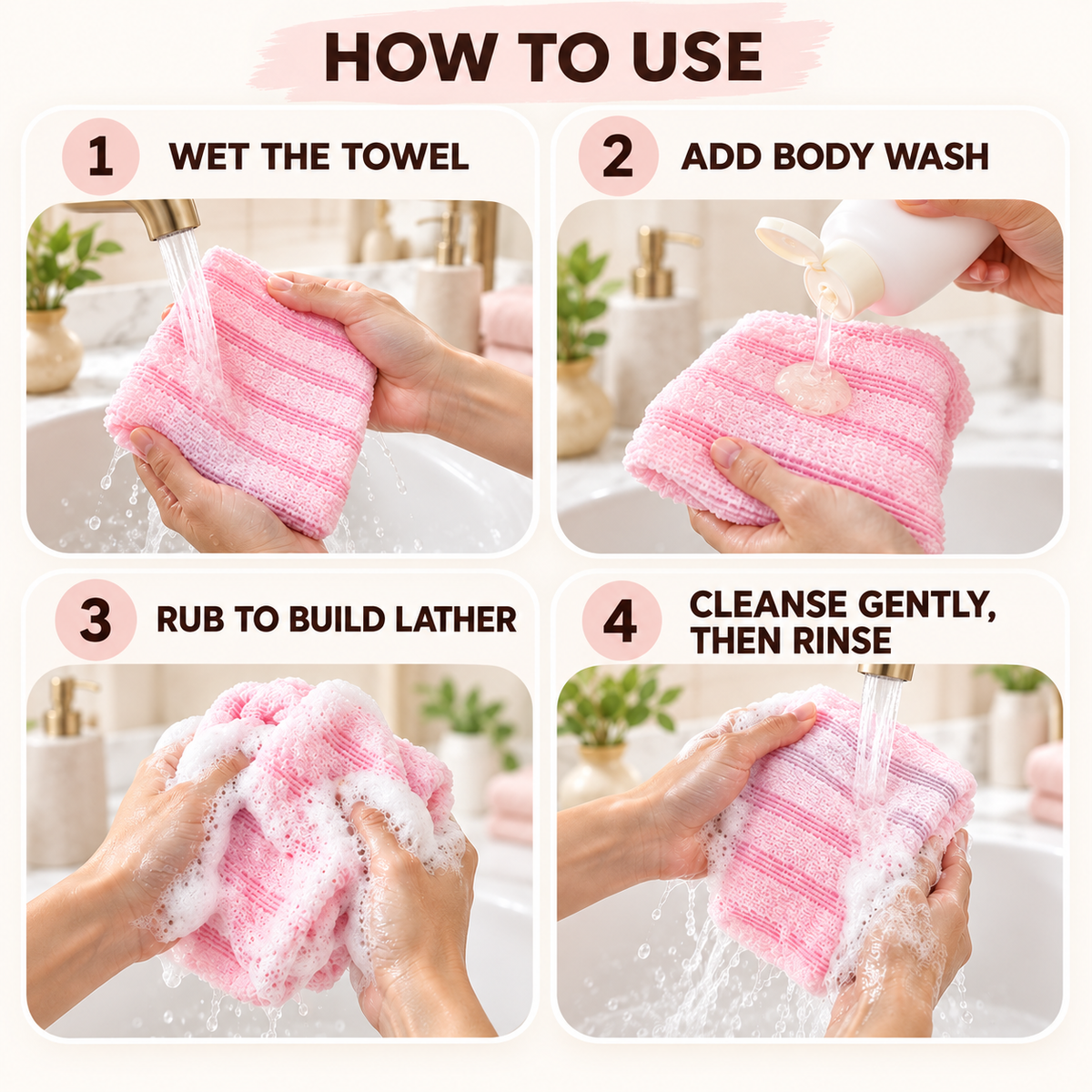 Exfoliating Shower Towels – Soft & Quick-Dry