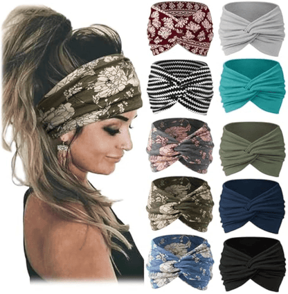 🔥🔥10 Pack Wide Knotted Turban Headbands for Women