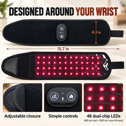 Lazzda Red Light Therapy Wrist Wrap for Carpal Tunnel – 3 Heat Levels