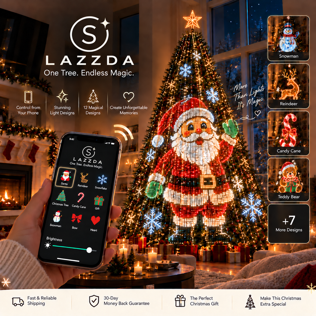 Lazzda Smart Animated Christmas Tree Lights