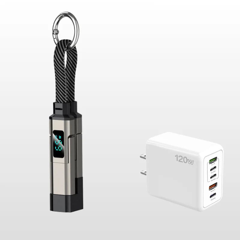 🔥4-in-1 Digital Display Keychain Charging Cable