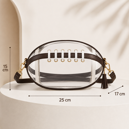 🏈 Clear Football-Shaped Crossbody Bag – Game-Day Style Meets Everyday Convenience ✨