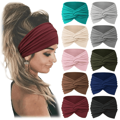 🔥🔥10 Pack Wide Knotted Turban Headbands for Women