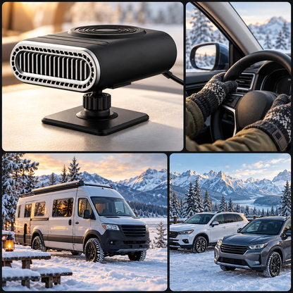 Lazzda 12V Portable Car Heater with Adjustable Demister and Window Defroster