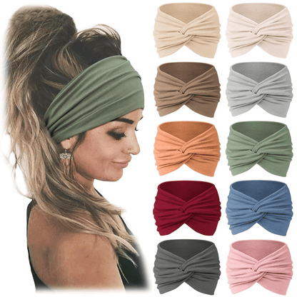 🔥🔥10 Pack Wide Knotted Turban Headbands for Women
