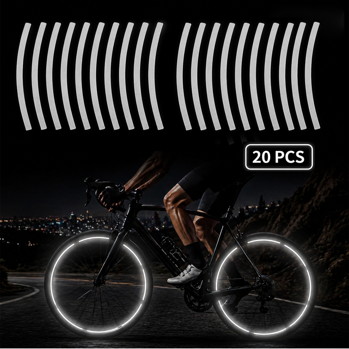 20pcs Reflective Stickersfor Bicycle, Car, Cycling, Bike, Motorcycle