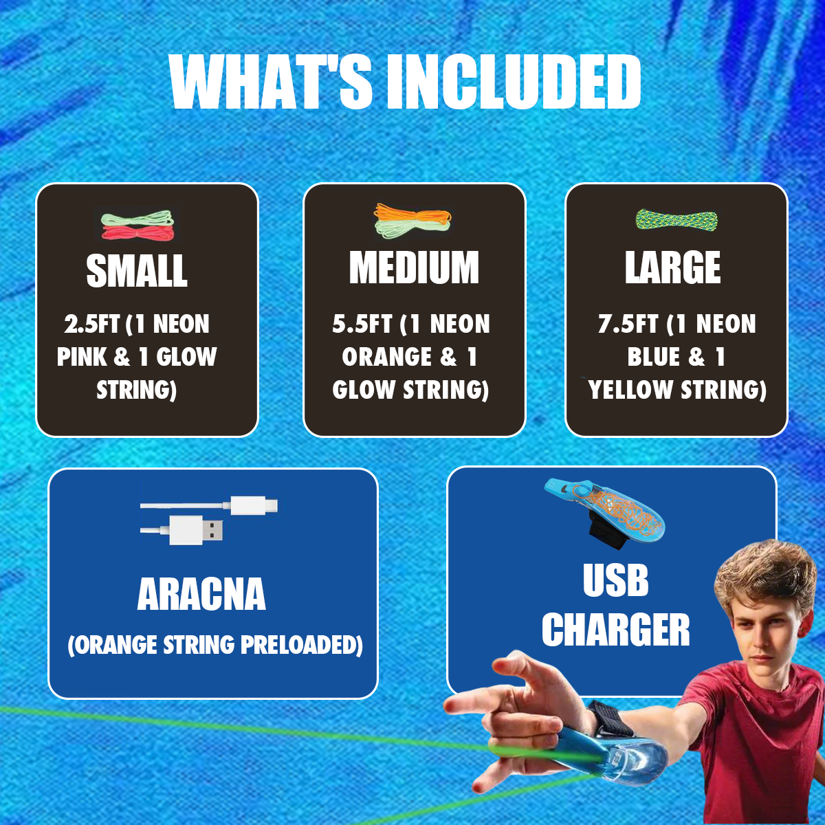 Der weltweit erste String-Launch-Webshooter, der im Dunkeln leuchtet