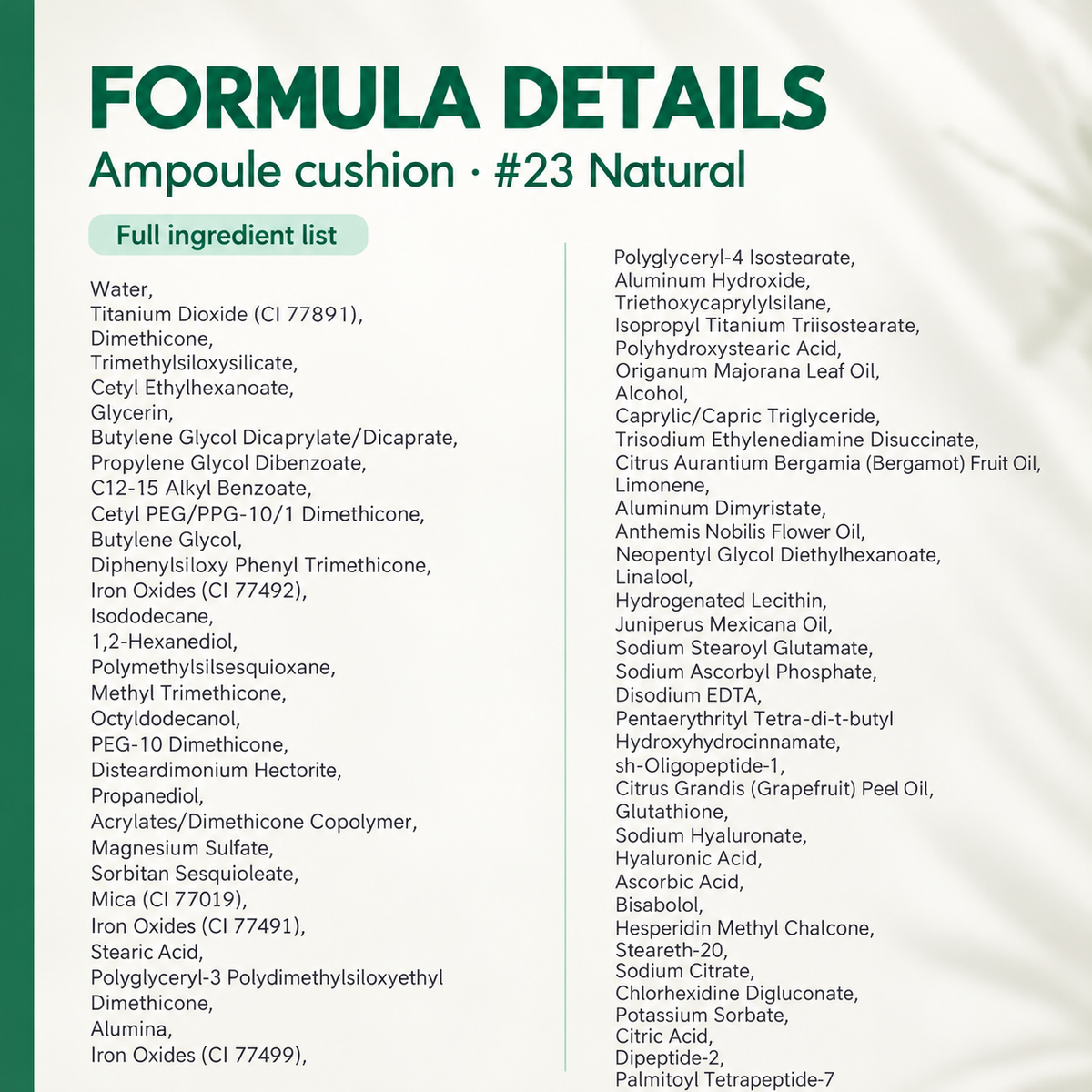 Toning Ampoule Cushion - 2-in-1 Korean Skincare & Makeup with EGF, Niacinamide & Hyaluron - 10 Shades