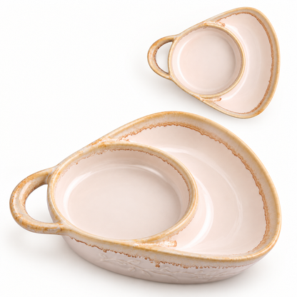Retro Ceramic Divided Baking Dish with Single Handle