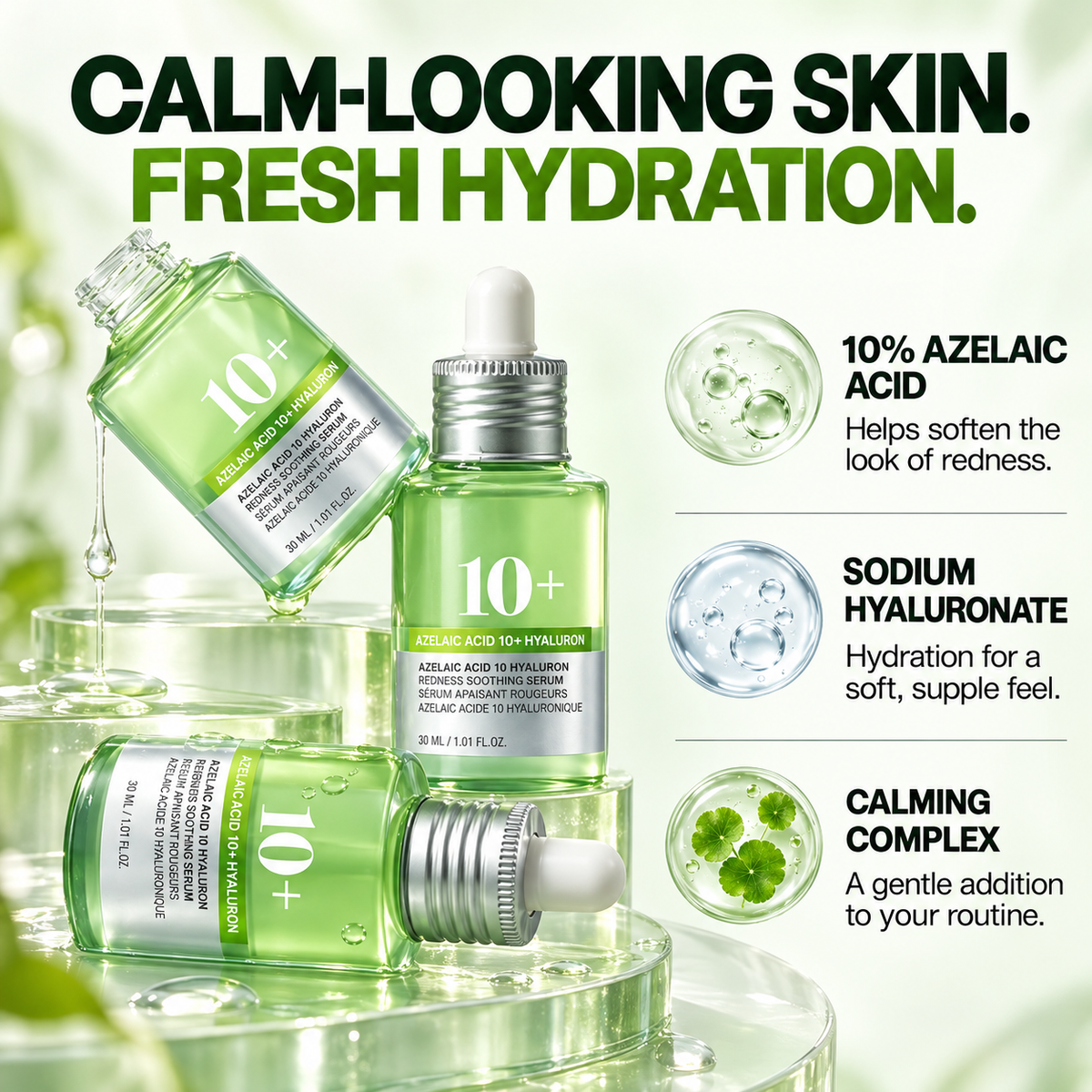 Lazzda Azelaic Acid 10% Hyaluron Redness Serum 30ml Skincare
