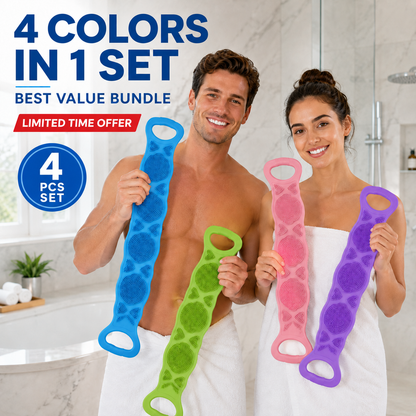 🙌 50% OFF 4-Pack Long Back Washing Straps with Double-Sided Body Care Design 🛁