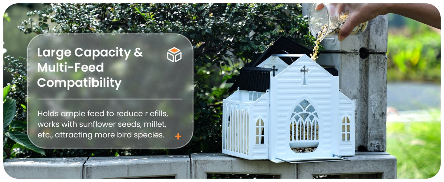 Church-Shaped Solar Bird Feeder