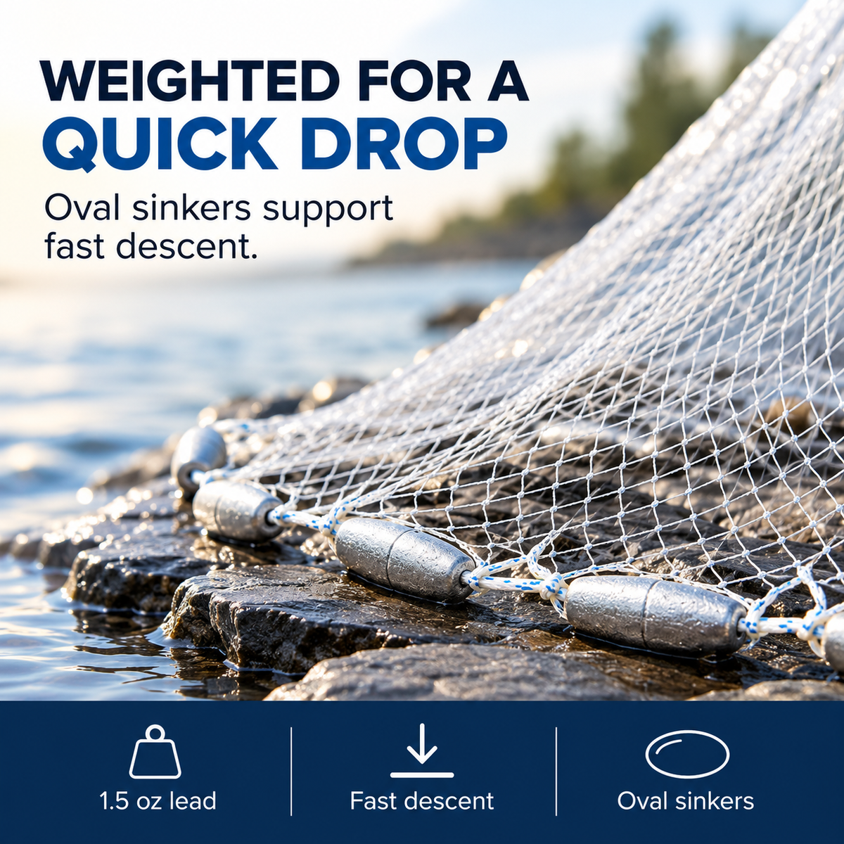 🎣✨ Easy-Throw Cast Net – Heavy-Duty Mesh, Rapid Sinking, Versatile 🌊