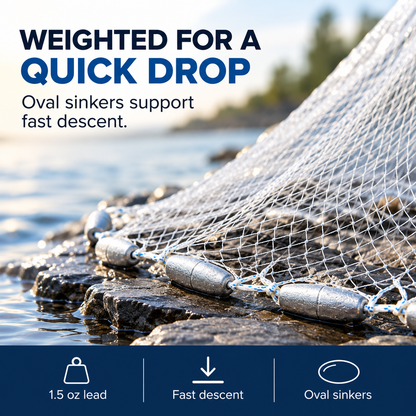 🎣✨ Easy-Throw Cast Net – Heavy-Duty Mesh, Rapid Sinking, Versatile 🌊