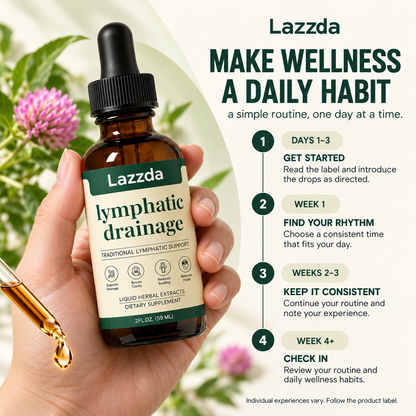 Lazzda Lymphatic Drainage Drops | 4-Botanical Daily Lymphatic Support, Alcohol-Free & Vegan, 2 Fl Oz