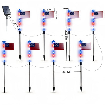 🔥MADE IN USA-8-Piece Flag Light Set🔥 – 4th of July Decorations with 8 Lighting Modes