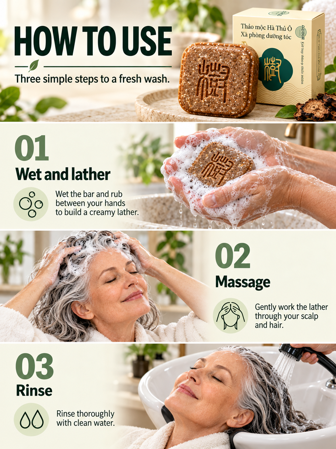 🌿 Hair Care Deal – Herbal He Shou Wu Shampoo Bar 🧼 Botanical Cleansing Soap with Arborvitae for a Fresh, Nourished Scalp ✨