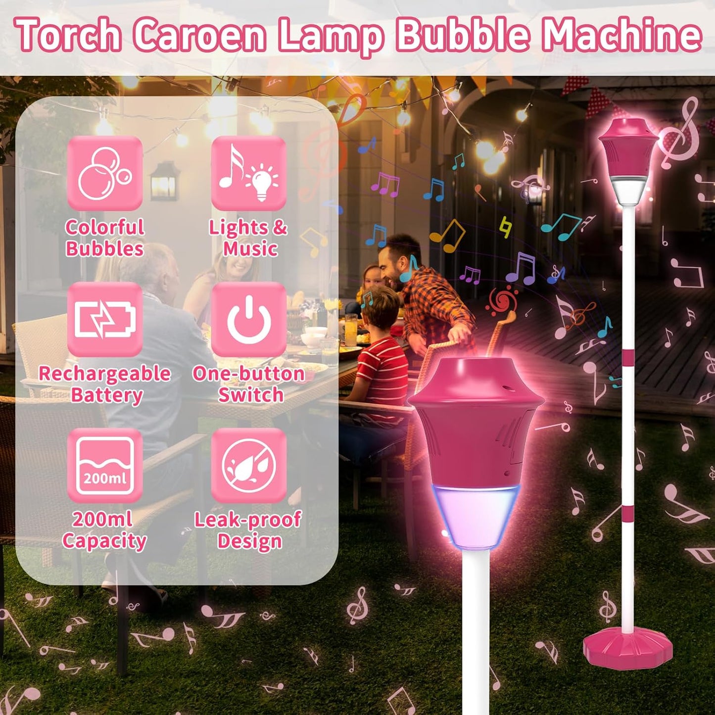 Kids Automatic Bubble Machine with Lights & Music