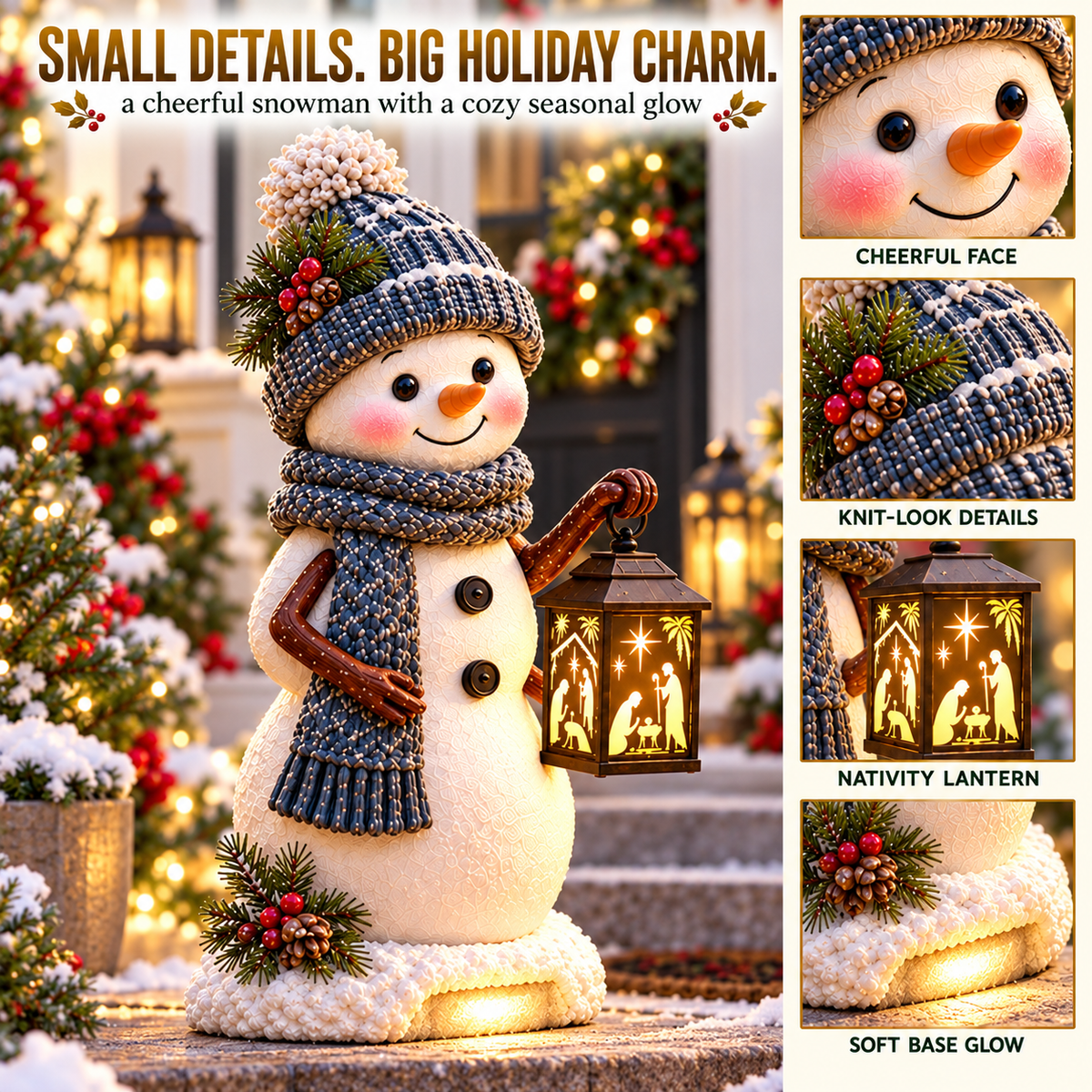 ⛄Snowman Nativity Glow –  Christmas Step Light with Holy Family Projection