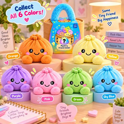 ✨Rainbow Dumpling Squishy Plush Toy with Imitation Bamboo Steamer, Christmas Decor Gift
